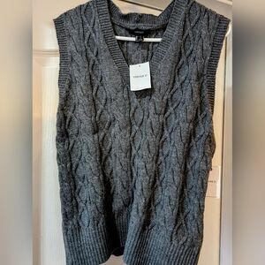 Forever 21 sweater vest dark grey size large pullover NWT